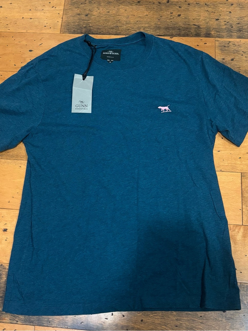 Rodd & Gunn Teal Short Sleeve Crew Tee with Pink Logo